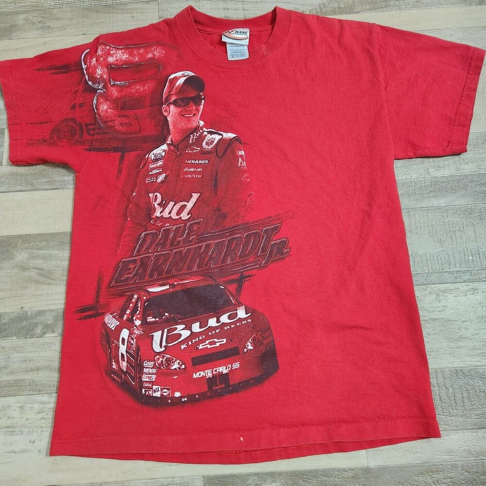 Dale Earnhardt Jr # 8 Budweiser Monte  Carlos T-Shirt size M Red Two side Print